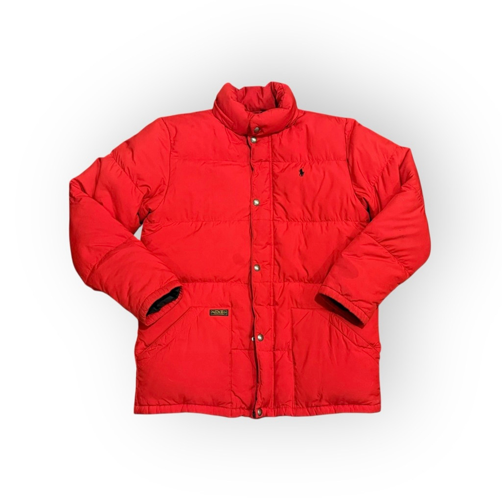 Vtg 90s Polo Ralph Lauren Youth Red Puffer Jacket Down Fill Coat Sz XL (18-20) - Picture 3 of 10